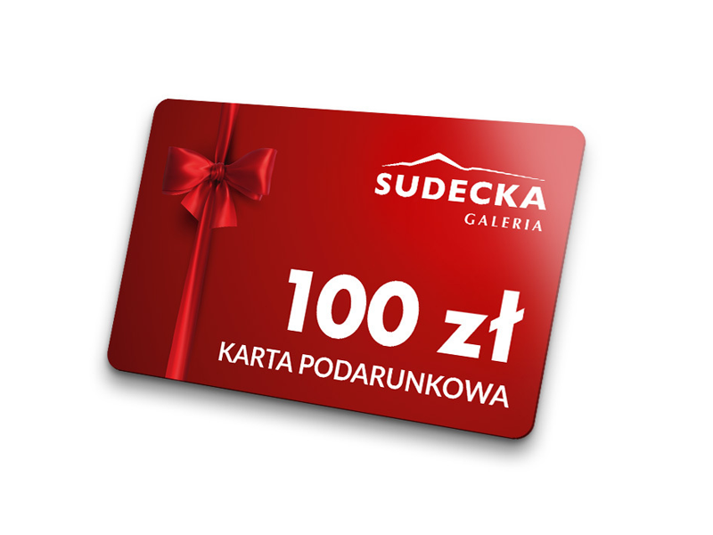 czerwona karta podarunkowa galerii sudeckiej o wartości 100 zł