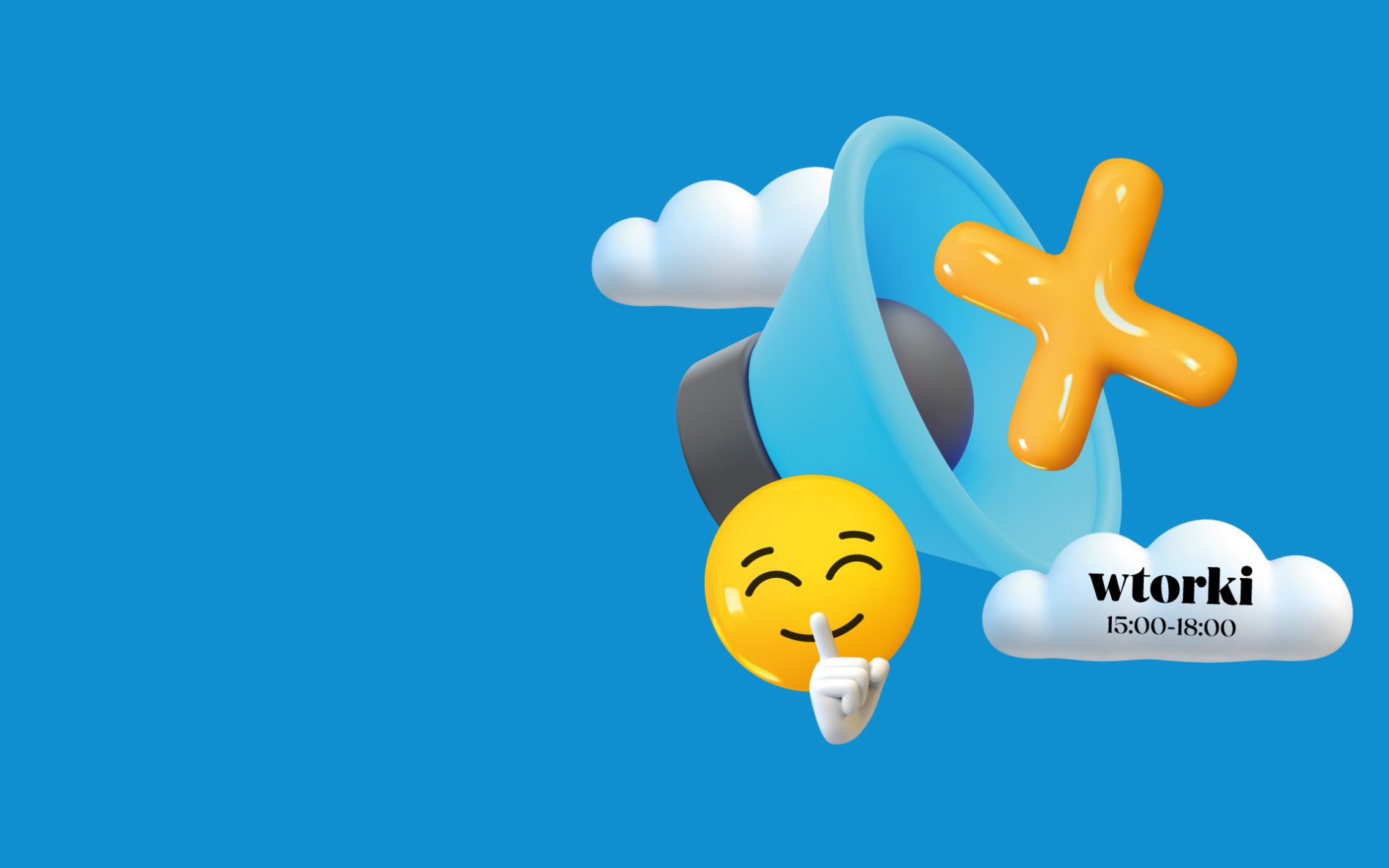 Kolorowe ikony 3D i emoji symbolizujące wyłączony dźwięk i godziny ciszy w galerii sudeckiej.