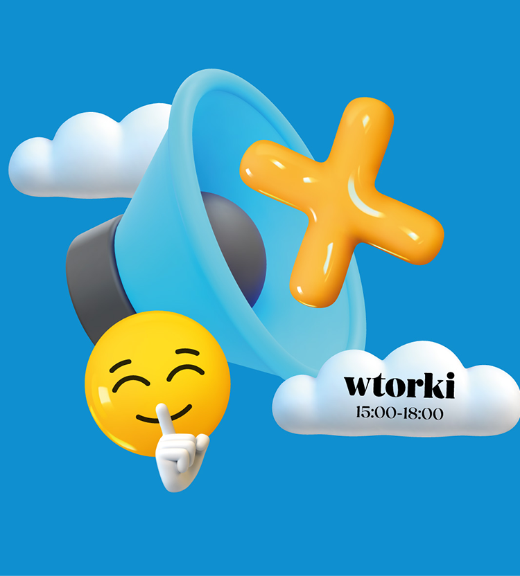 Kolorowe ikony 3D i emoji symbolizujące wyłączony dźwięk i godziny ciszy w galerii sudeckiej.