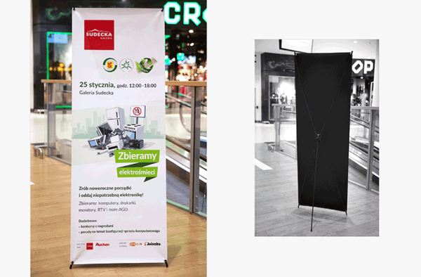 Wizualizacja x-bannera reklamowego w galerii sudeckiej.